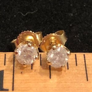 Solid 14K White Gold Natural Diamond Stud Screwback Earrings .40 TCW